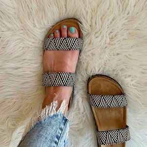 Aztec Tribal Woven Banded Footbed Sandals